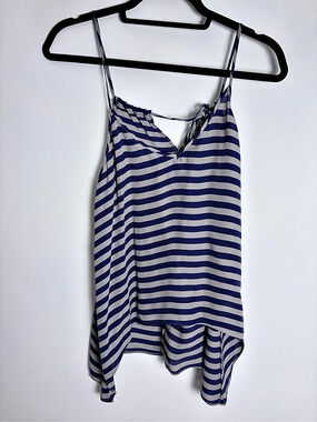 Mason by Michelle Mason Blue Gray Striped Silk Cami Top Size 0
